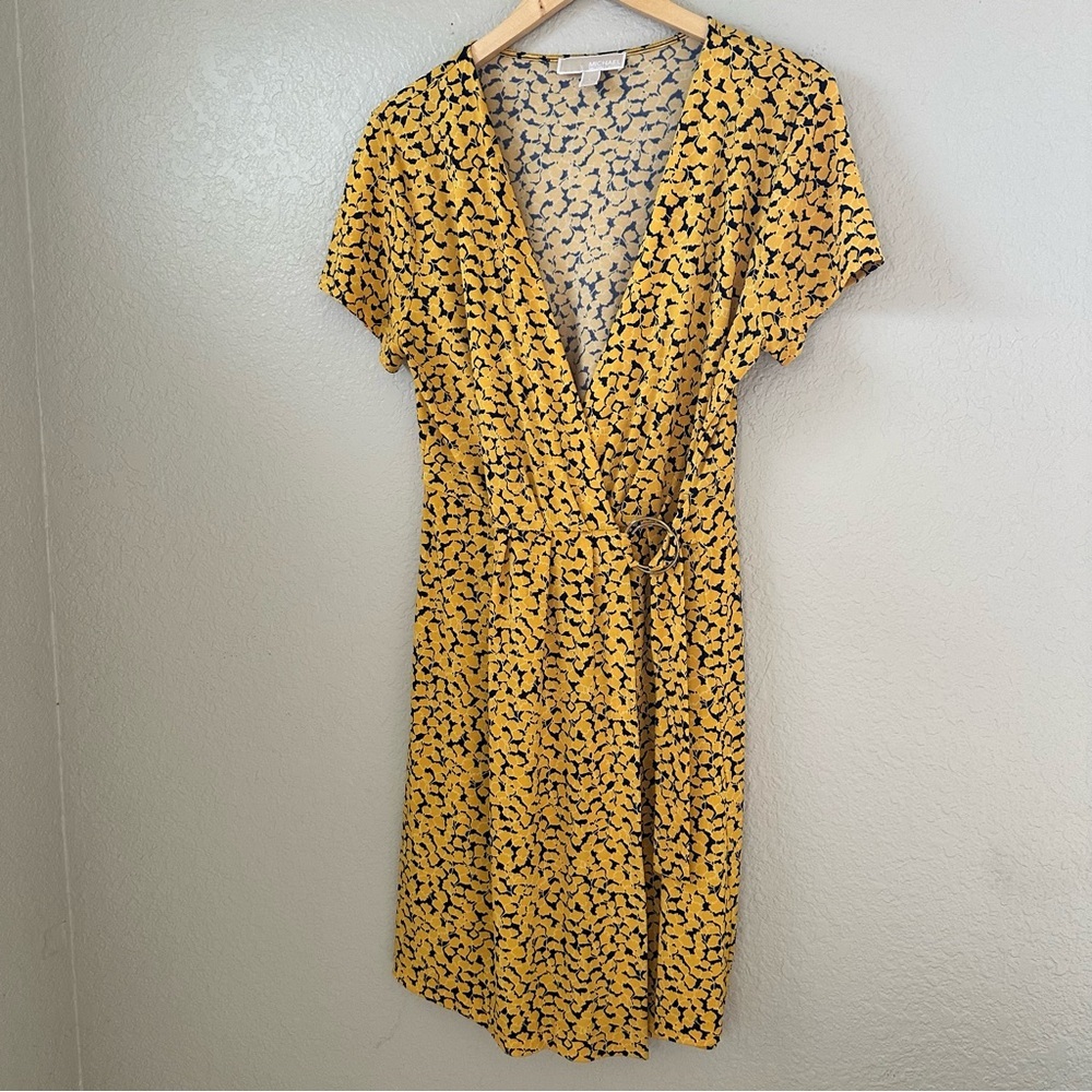 Yellow Floral Wrap Dress
